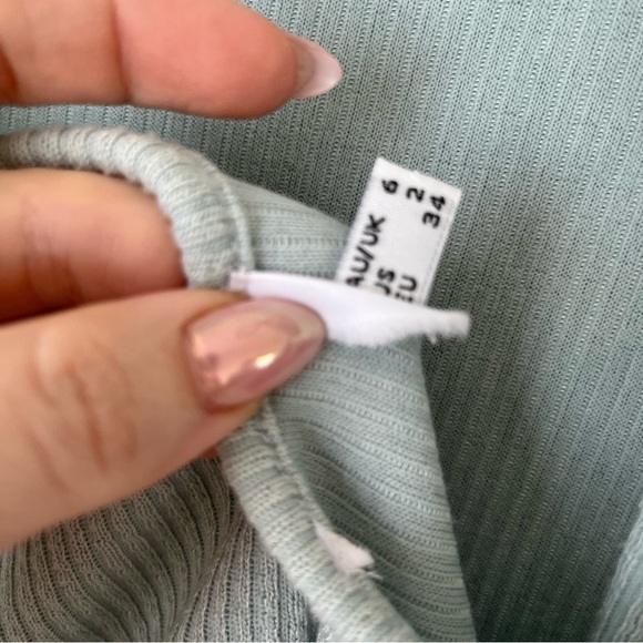 Princess Polly Brinley Light Blue Rib Knit Open Back Long Sleeve Bodycon Dress 2 - Picture 7 of 8